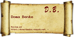 Doma Benke névjegykártya